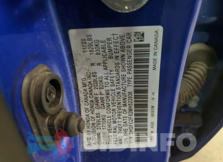 2HGFC2F82MH522836 Photo# 12