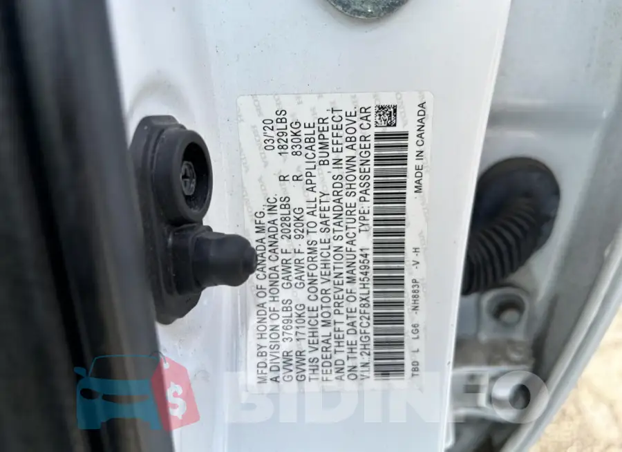 2HGFC2F8XLH549541 Photo# 12
