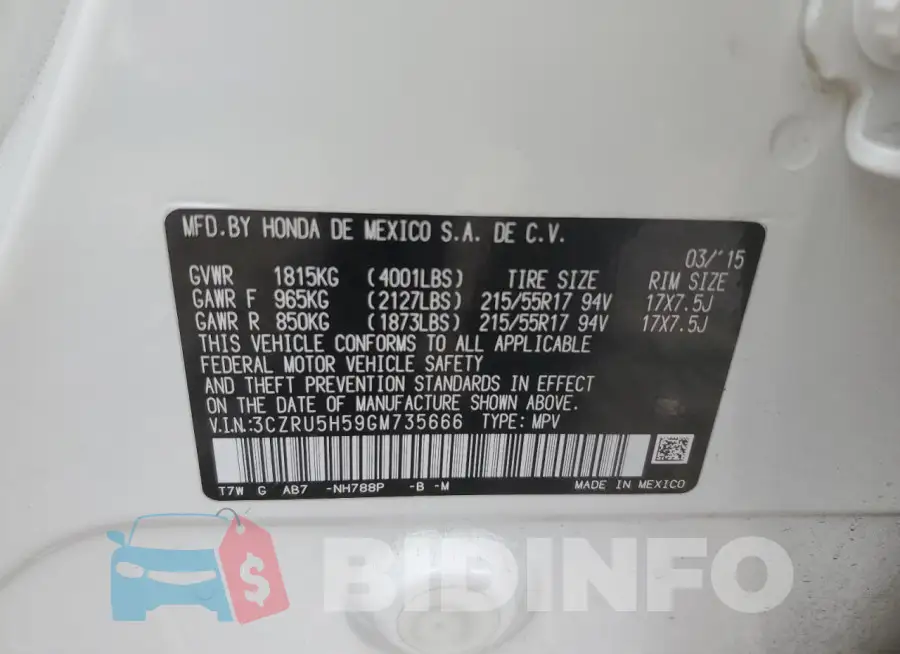 3CZRU5H59GM735666 Photo# 13
