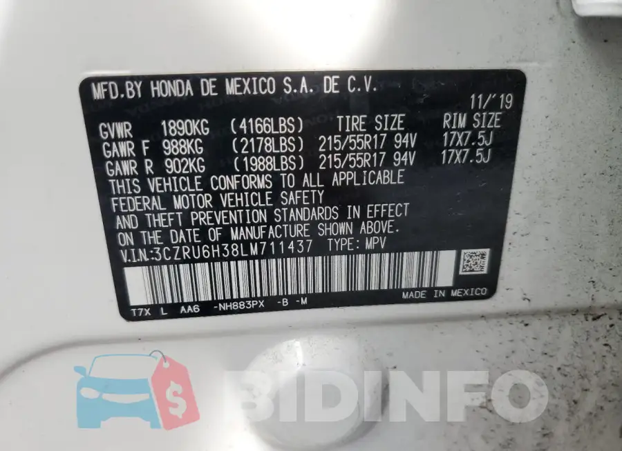 3CZRU6H38LM711437 Photo# 13
