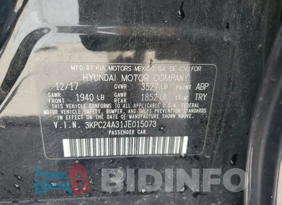 3KPC24A31JE015073 Photo# 12