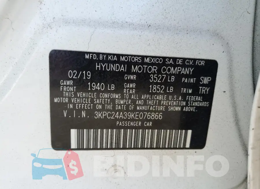 3KPC24A39KE076866 Photo# 12