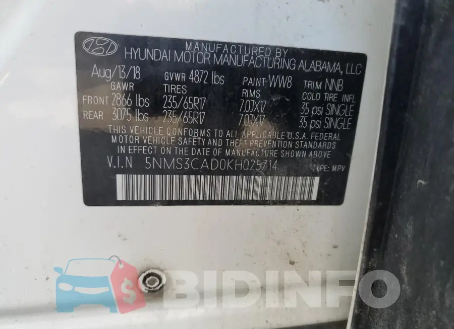 5NMS3CAD0KH025714 Photo# 13
