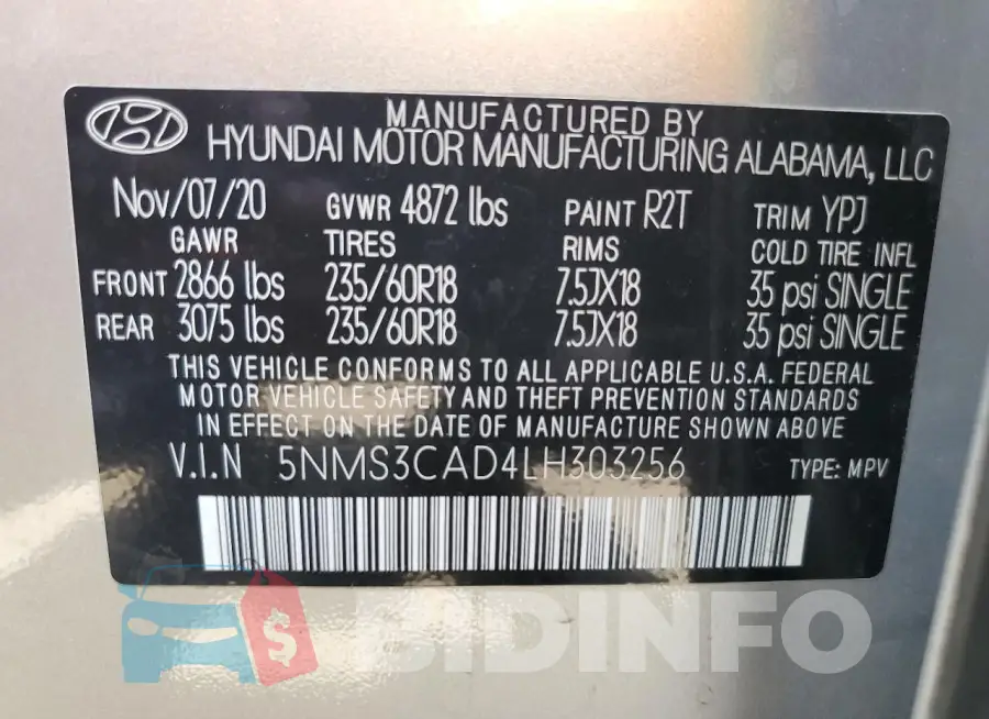 5NMS3CAD4LH303256 Photo# 13