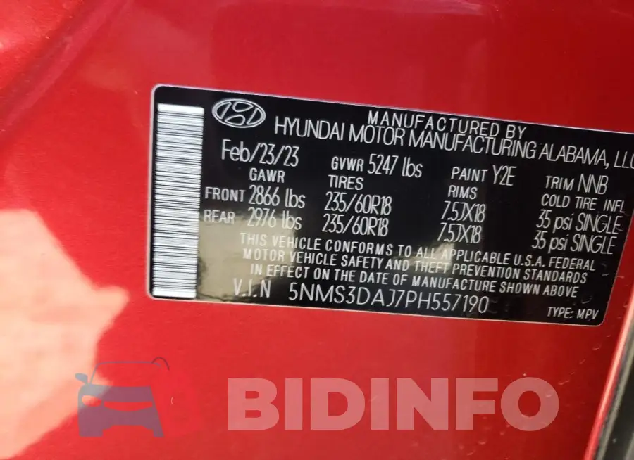 5NMS3DAJ7PH557190 Photo# 13