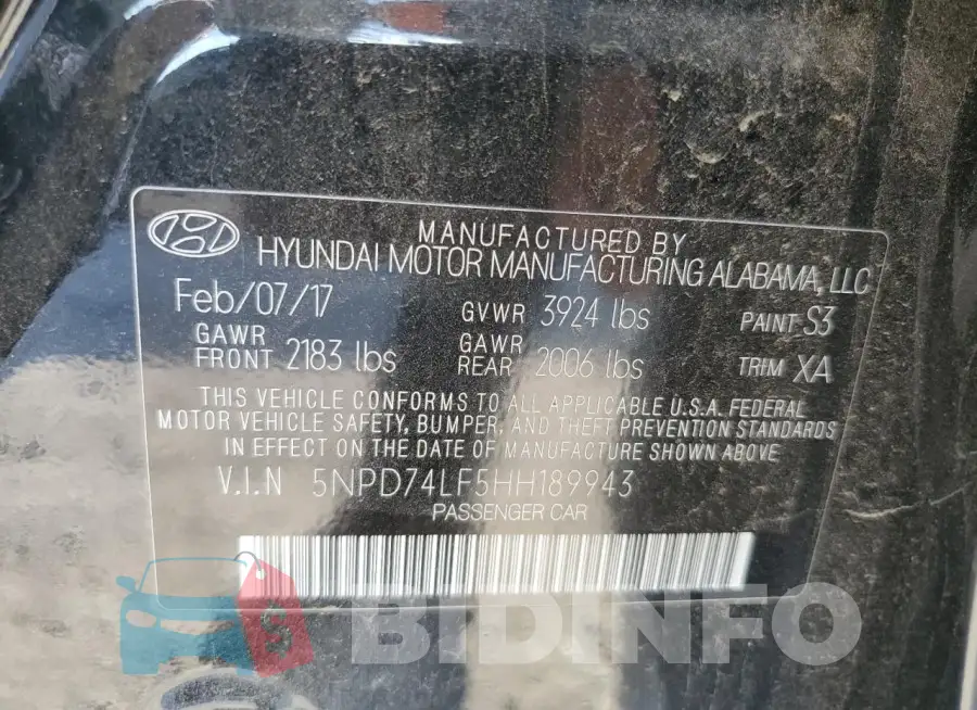 5NPD74LF5HH189943 Photo# 12
