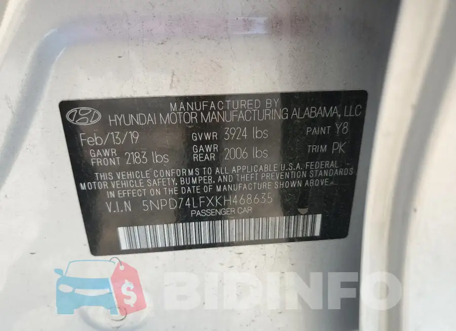 5NPD74LFXKH468635 Photo# 12