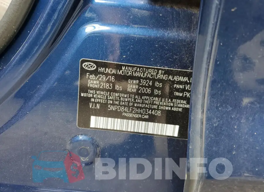 5NPD84LF2HH034408 Photo# 12