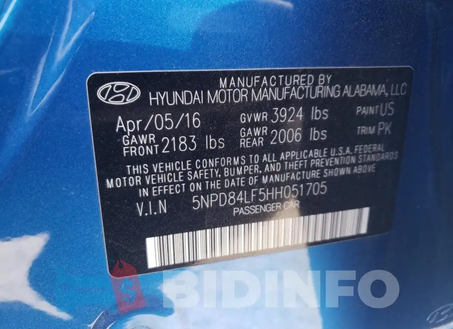 5NPD84LF5HH051705 Photo# 12