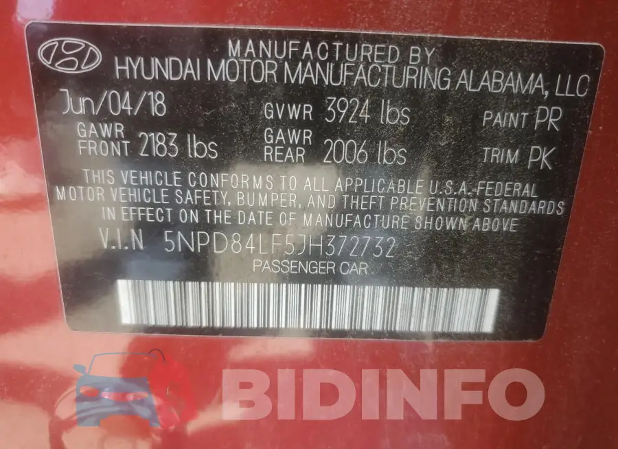 5NPD84LF5JH372732 Photo# 13