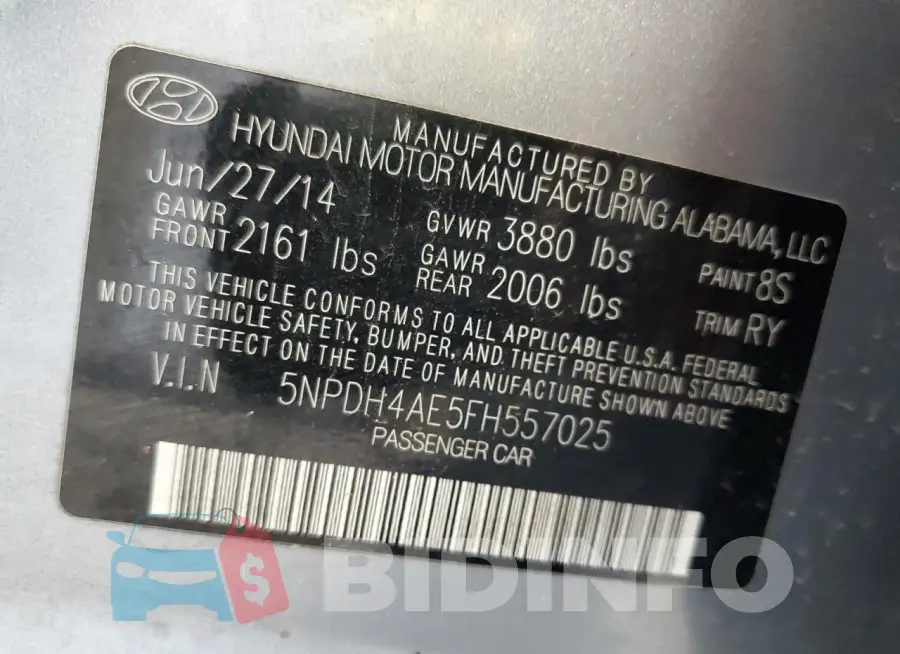 5NPDH4AE5FH557025 Photo# 13