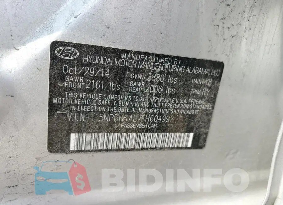 5NPDH4AE7FH604992 Photo# 13