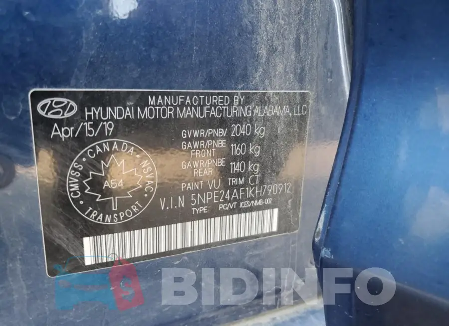 5NPE24AF1KH790912 Photo# 12