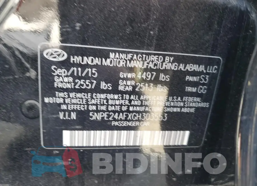 5NPE24AFXGH303553 Photo# 12