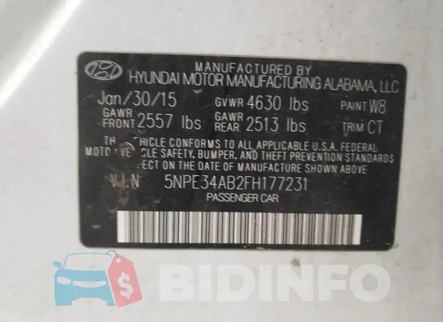 5NPE34AB2FH177231 Photo# 12