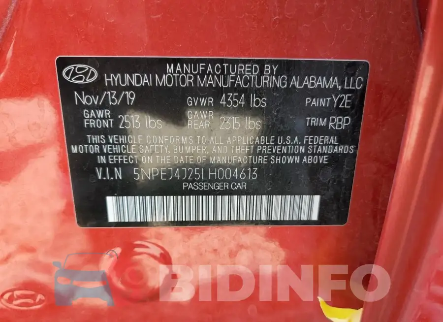 5NPEJ4J25LH004613 Photo# 12