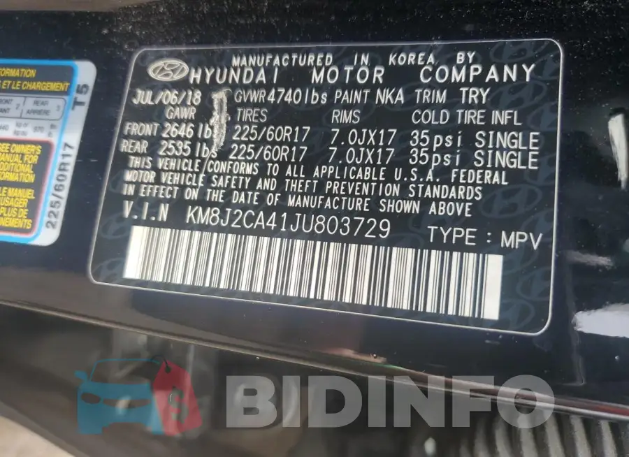 KM8J2CA41JU803729 Photo# 13