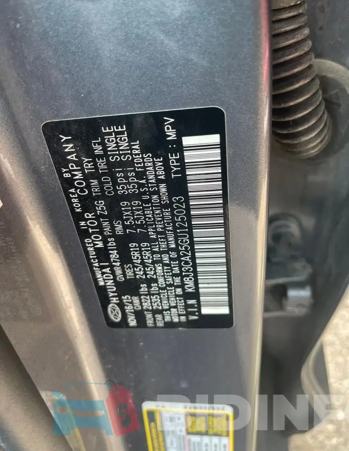 KM8J3CA25GU125023 Photo# 10
