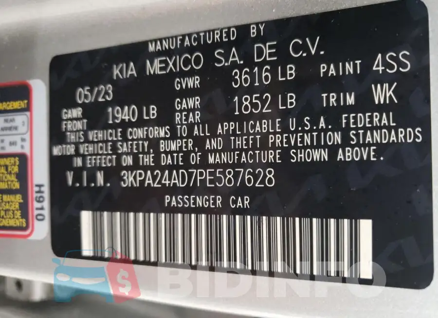3KPA24AD7PE587628 Photo# 13