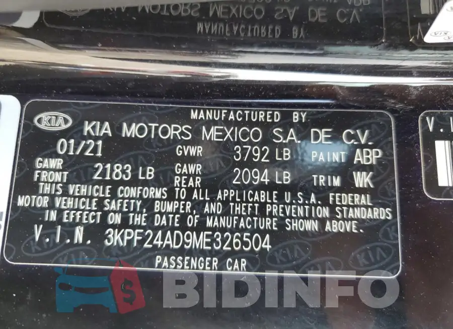 3KPF24AD9ME326504 Photo# 13