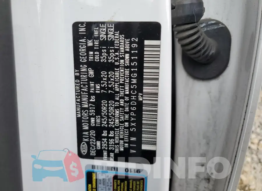 5XYP6DHC5MG151192 Photo# 13