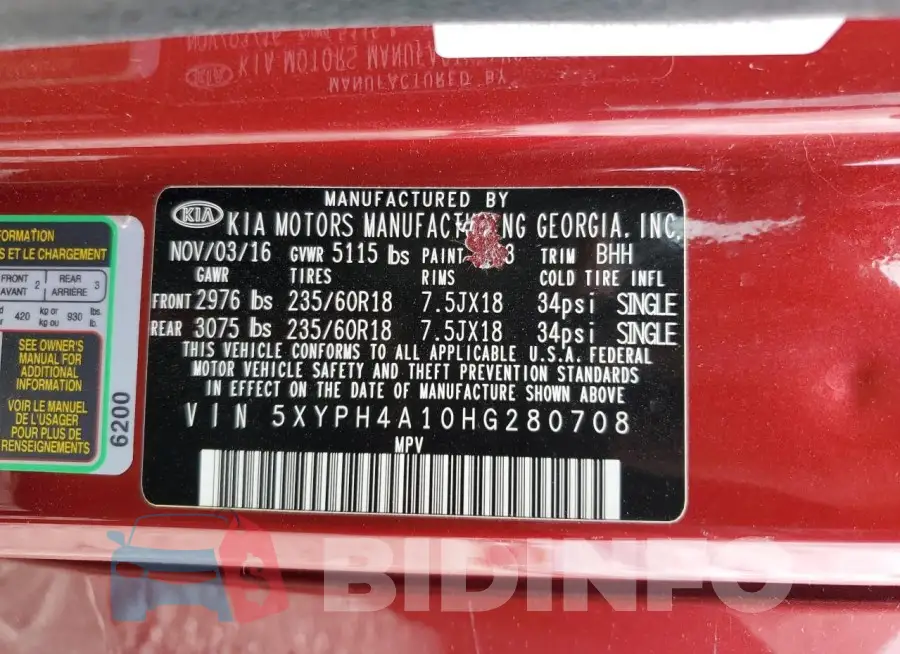 5XYPH4A10HG280708 Photo# 14