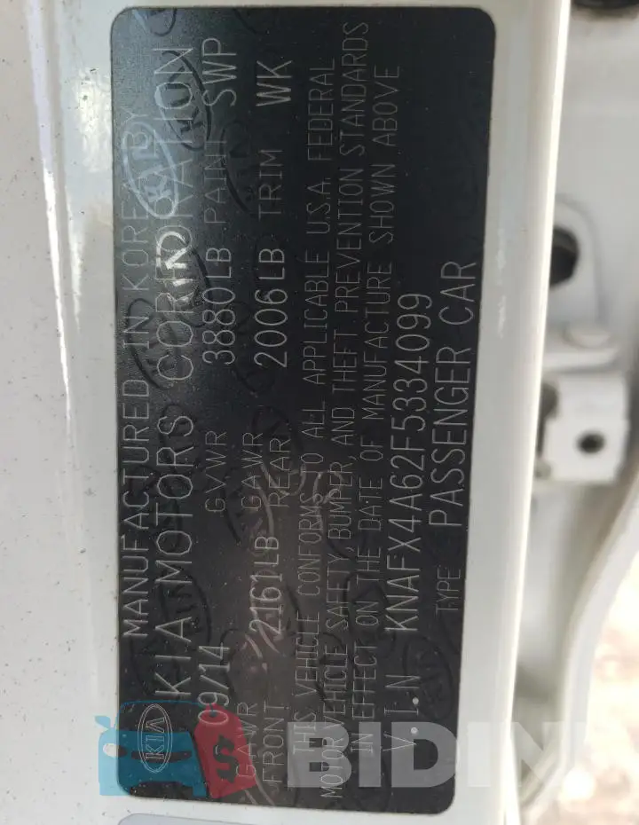 KNAFX4A62F5334099 Photo# 12