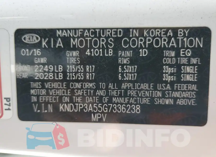 KNDJP3A55G7336238 Photo# 13