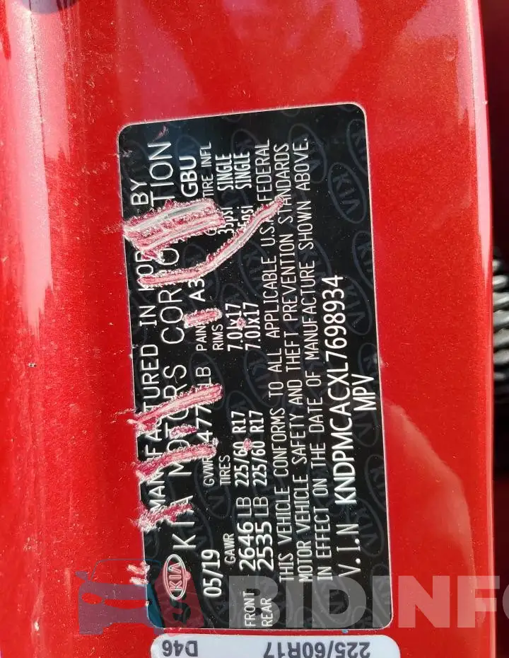 KNDPMCACXL7698934 Photo# 13