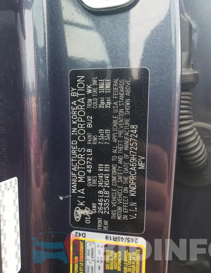 KNDPRCA69H7257248 Photo# 14