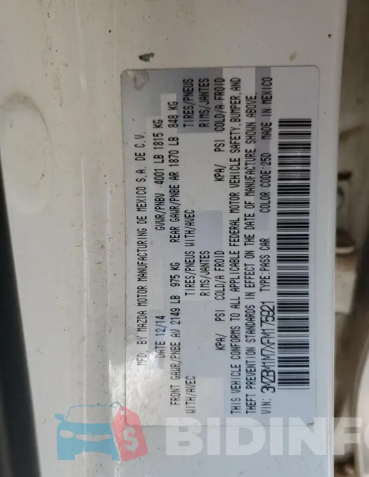 3MZBM1M7XFM175921 Photo# 12