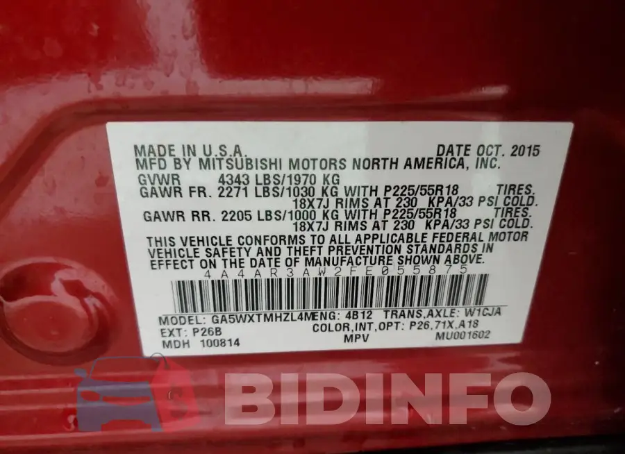 4A4AR3AW2FE055875 Photo# 13