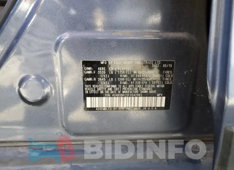 4S4BSBFC5F3342983 Photo# 13