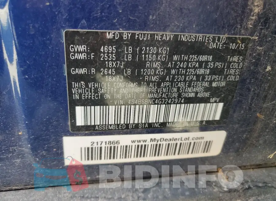 4S4BSBNC4G3242974 Photo# 13