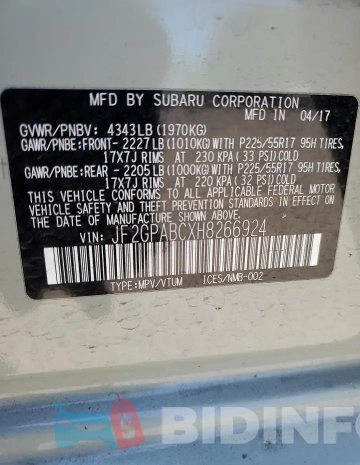 JF2GPABCXH8266924 Photo# 13