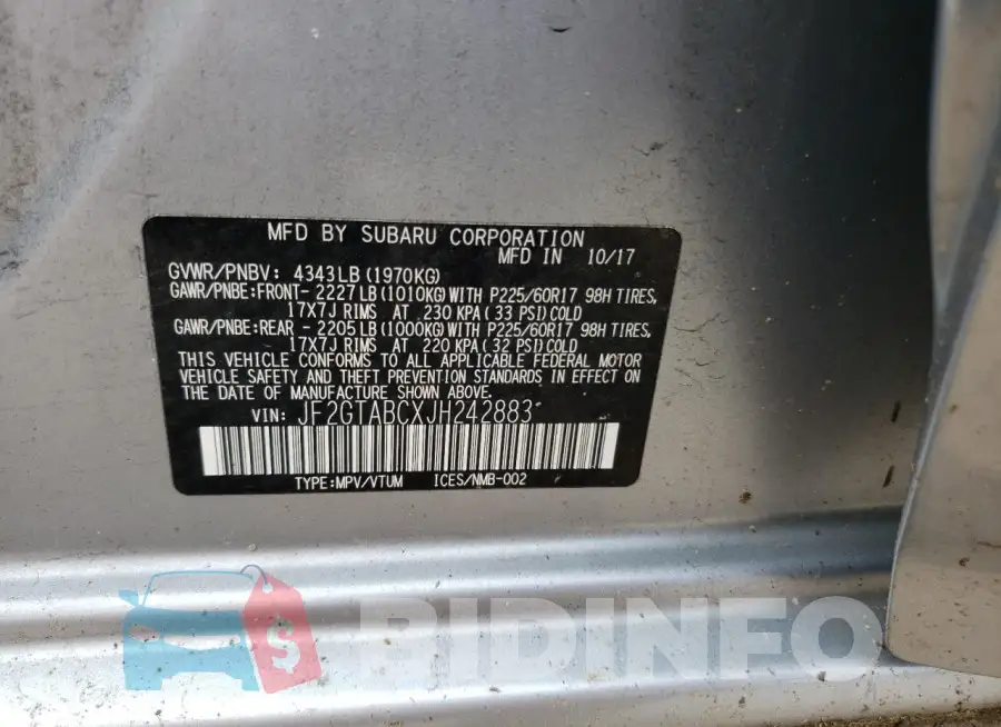 JF2GTABCXJH242883 Photo# 12