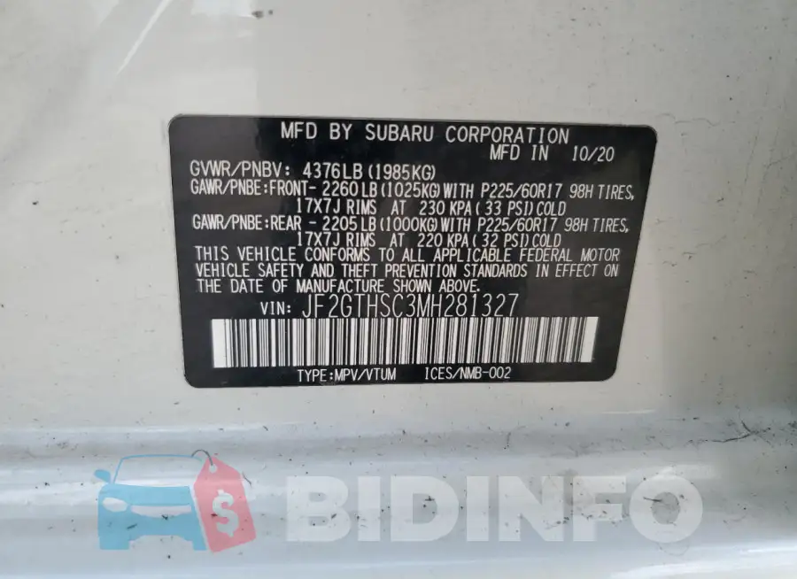 JF2GTHSC3MH281327 Photo# 12