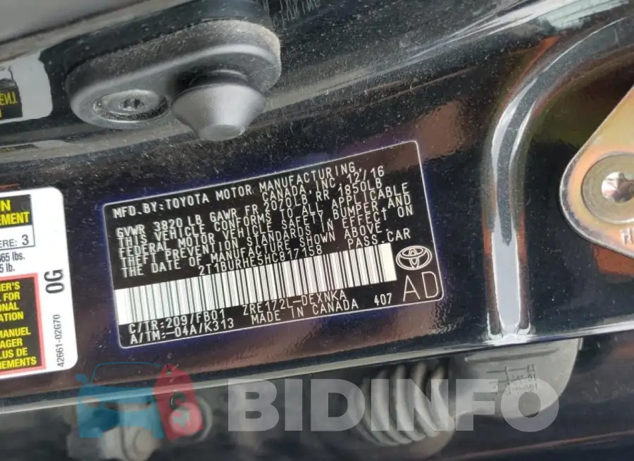 2T1BURHE5HC817158 Photo# 12