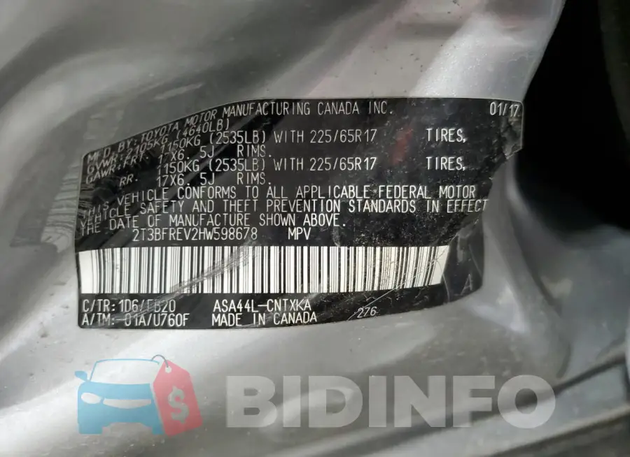 2T3BFREV2HW598678 Photo# 14