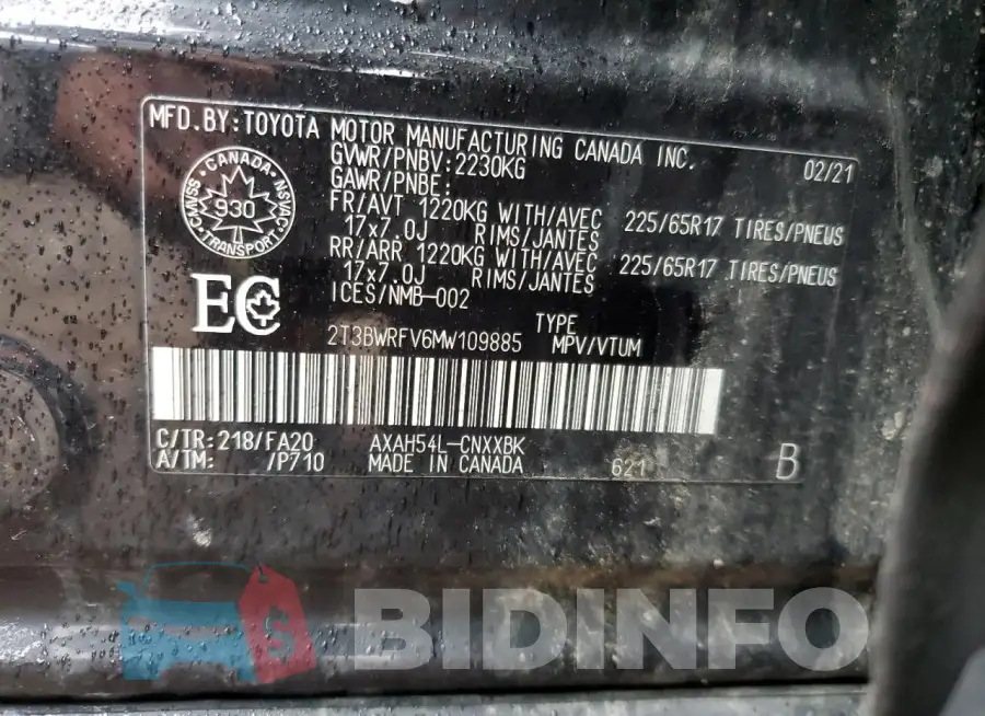 2T3BWRFV6MW109885 Photo# 14