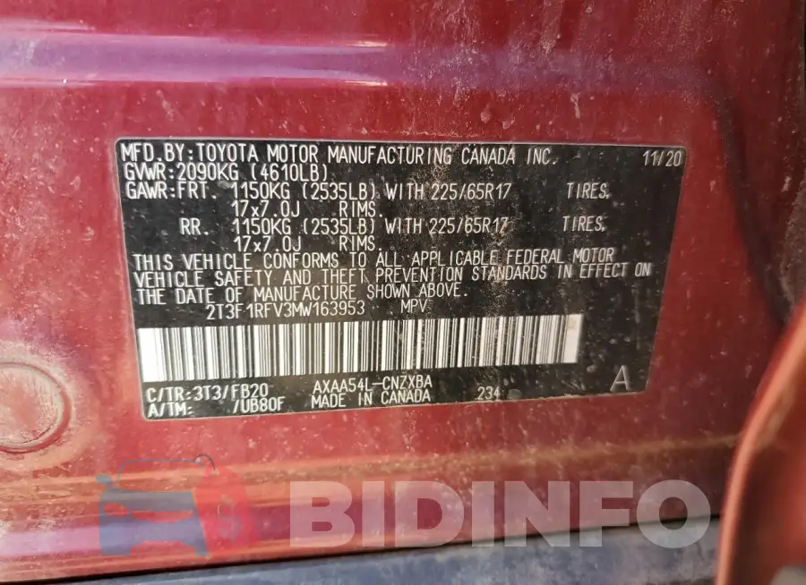 2T3F1RFV3MW163953 Photo# 12
