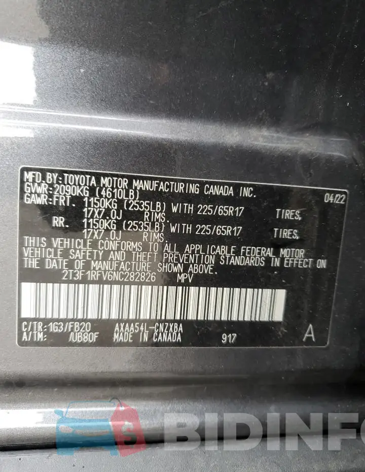 2T3F1RFV6NC282826 Photo# 13