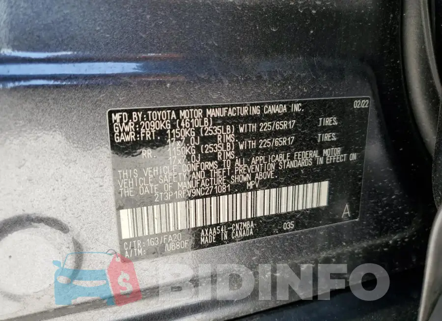 2T3P1RFV9NC271081 Photo# 12