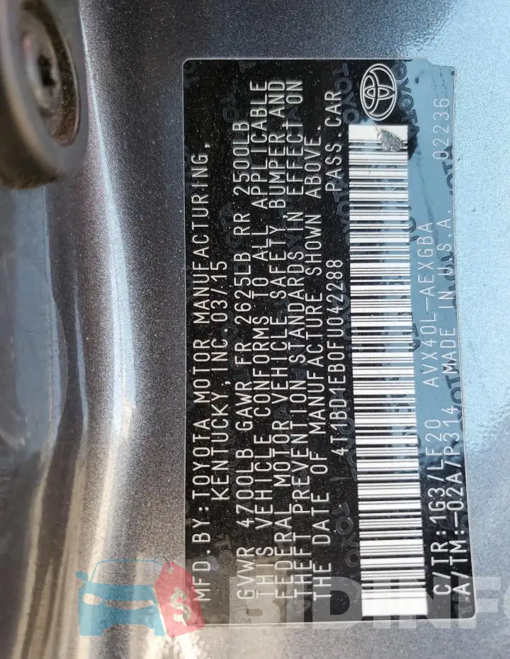 4T1BD1EB0FU042288 Photo# 12