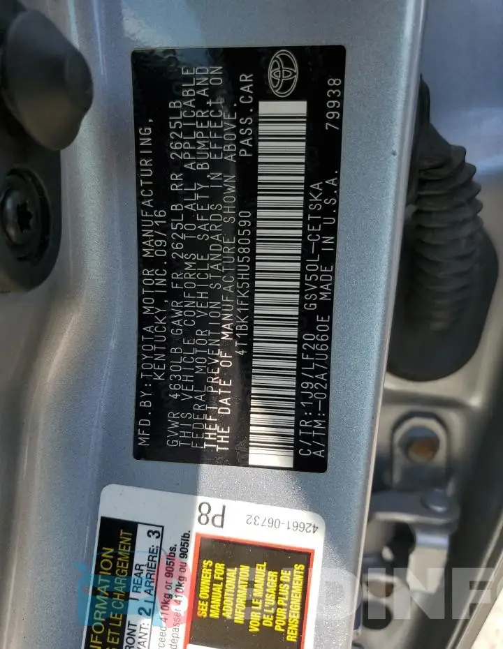 4T1BK1FK5HU580590 Photo# 12