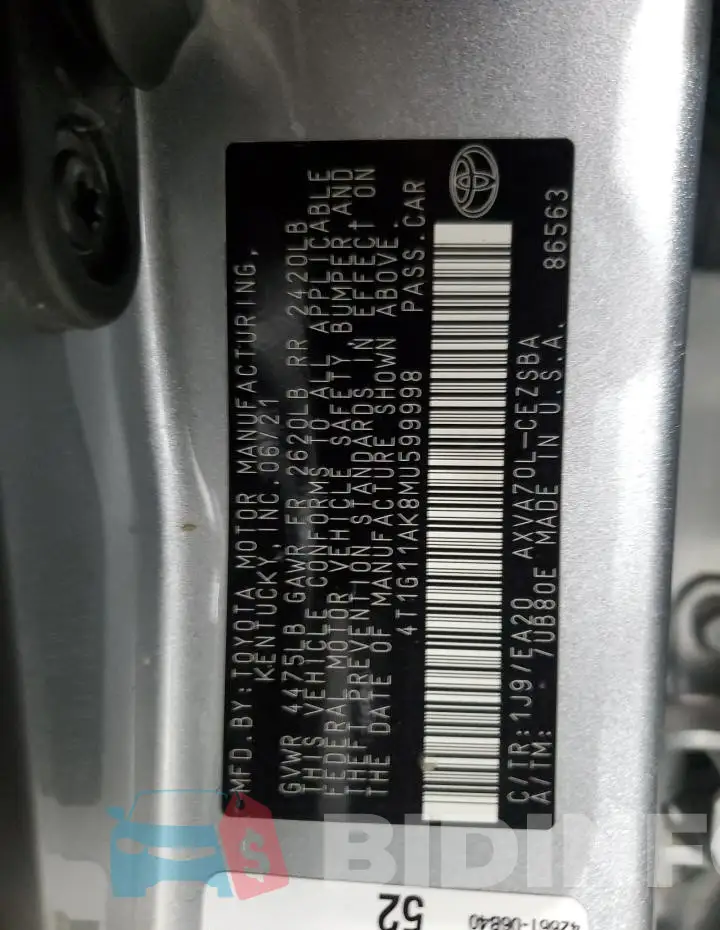 4T1G11AK8MU599998 Photo# 12
