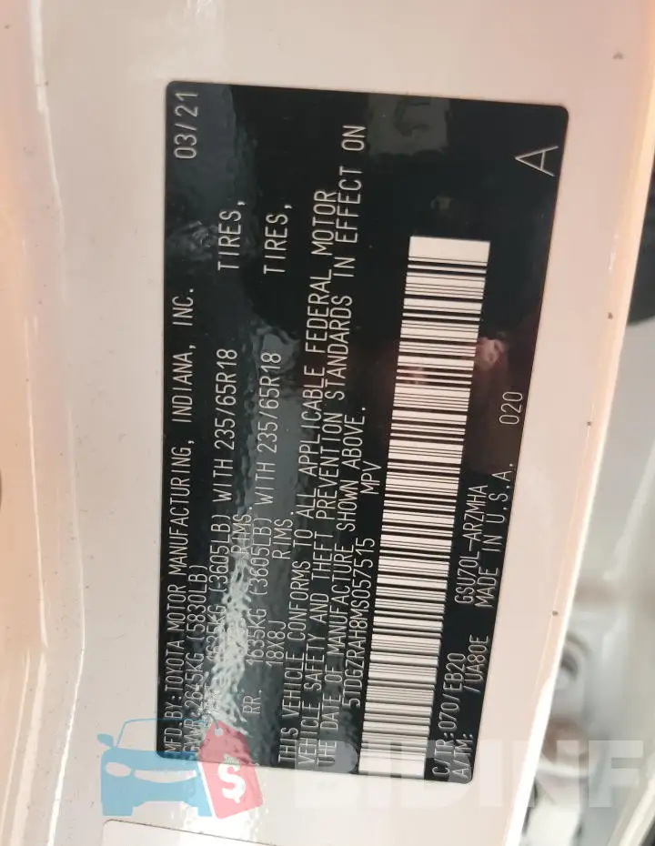 5TDGZRAH8MS057515 Photo# 13