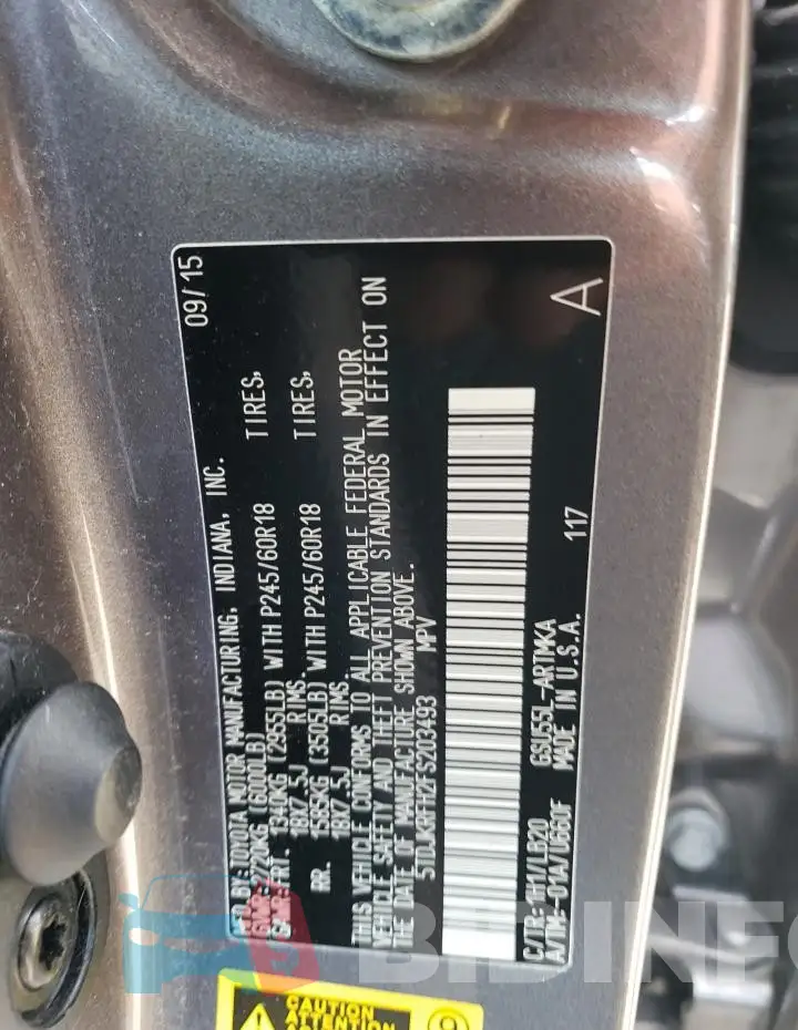 5TDJKRFH2FS203493 Photo# 13