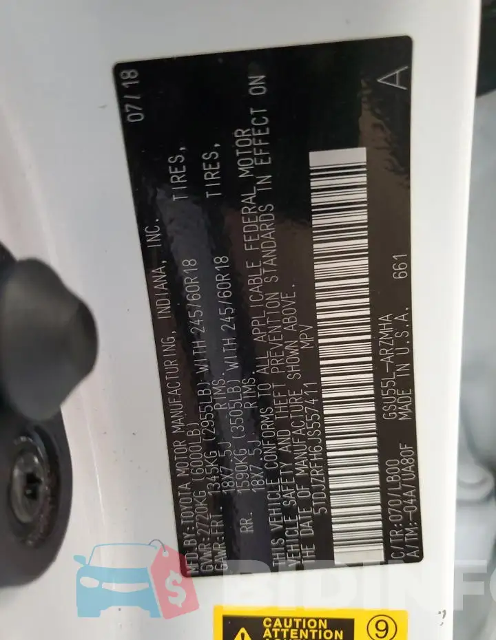 5TDJZRFH6JS557411 Photo# 13