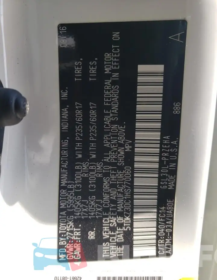 5TDKZ3DC1HS770060 Photo# 13